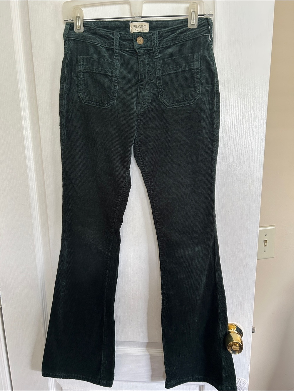 Pilcro Women’s Forest Green Corduroy Flare Pants Size 25